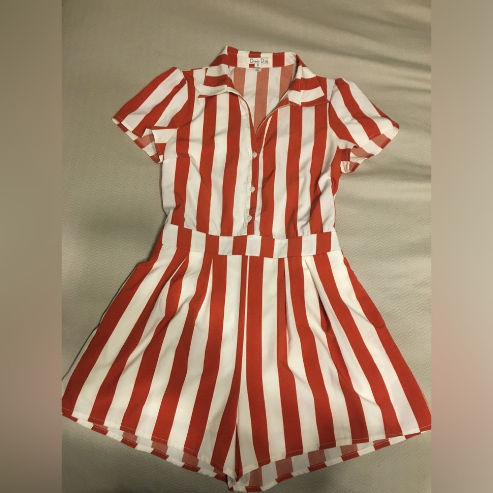 Vintage Inspired Striped Romper Size Small
